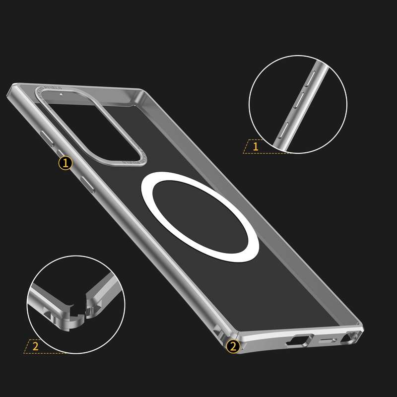 For Samsung Galaxy S22 Ultra 5G MagSafe Magnetic PC Phone Case(Silver)