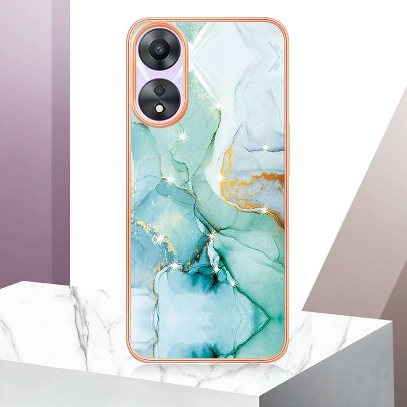 For OPPO A78/A58 Electroplating Marble Dual-side IMD Phone Case(Rose Gold 005)