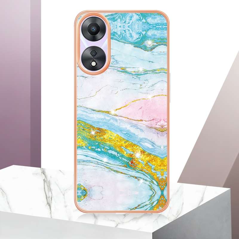 For OPPO A78/A58 Electroplating Marble Dual-side IMD Phone Case(Rose Gold 005)