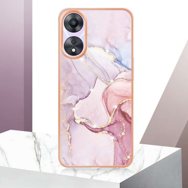 For OPPO A78/A58 Electroplating Marble Dual-side IMD Phone Case(Rose Gold 005)