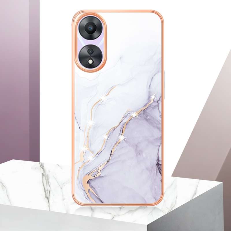 For OPPO A78/A58 Electroplating Marble Dual-side IMD Phone Case(Rose Gold 005)