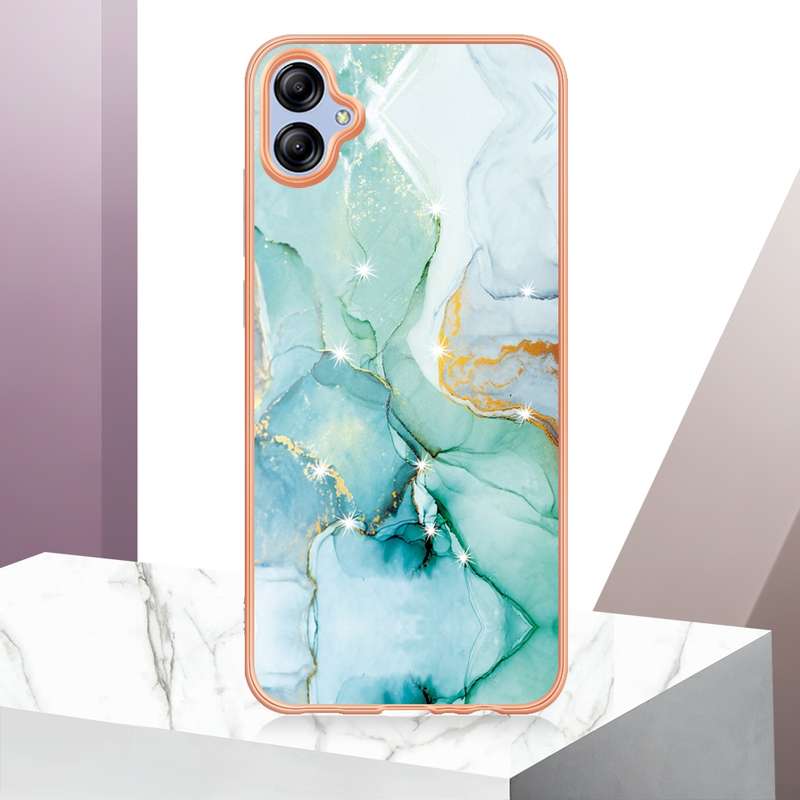 For Samsung Galaxy A04e Electroplating Marble Dual-side IMD Phone Case(Purple 002)