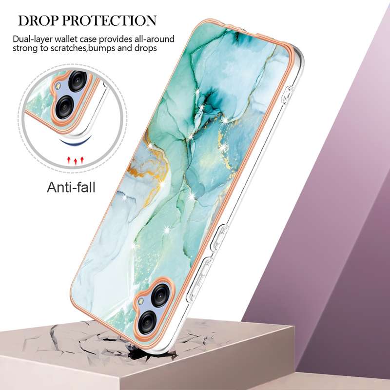 For Samsung Galaxy A04e Electroplating Marble Dual-side IMD Phone Case(Purple 002)