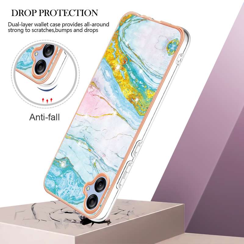 For Samsung Galaxy A04e Electroplating Marble Dual-side IMD Phone Case(Purple 002)