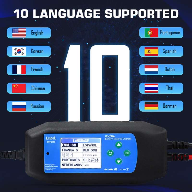 CAT-280 2 in 1 Car Battery Charger & Color Screen Battery Tester