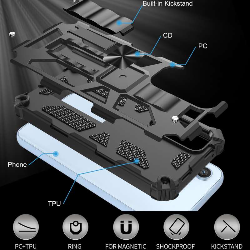 For Samsung Galaxy A54 5G Armor Shockproof TPU + PC Magnetic Protective Phone Case with Holder(Black