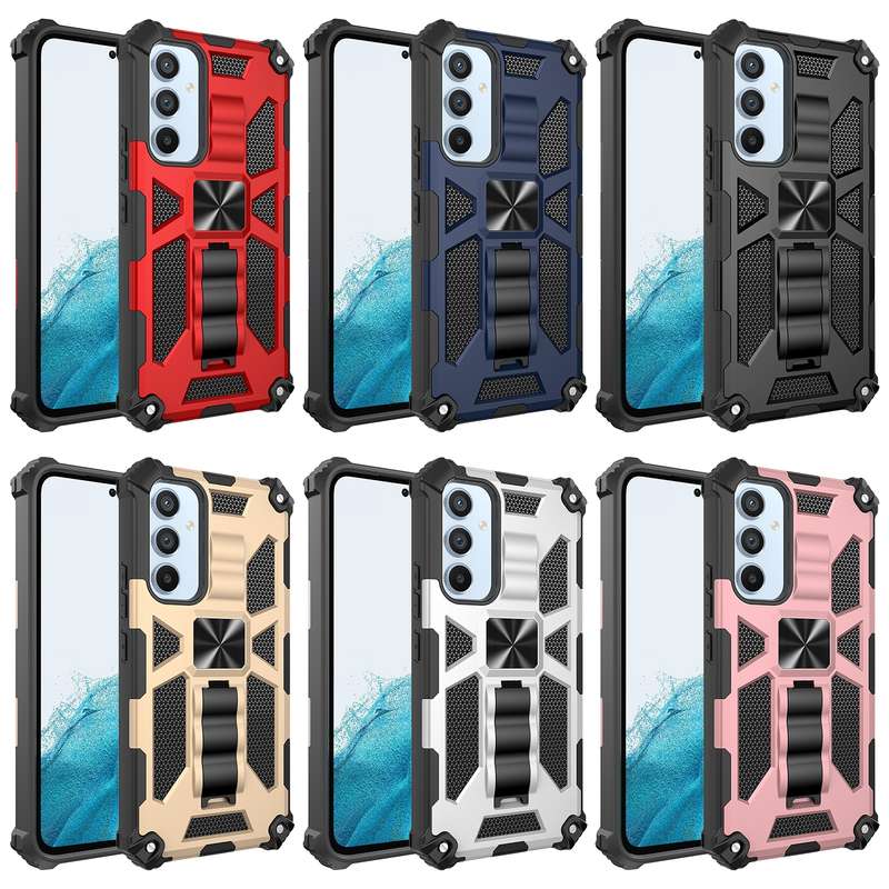 For Samsung Galaxy A54 5G Armor Shockproof TPU + PC Magnetic Protective Phone Case with Holder(Black