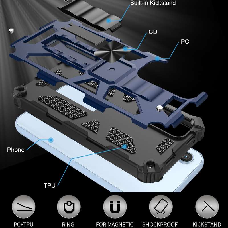 For Samsung Galaxy A54 5G Armor Shockproof TPU + PC Magnetic Protective Phone Case with Holder(Black