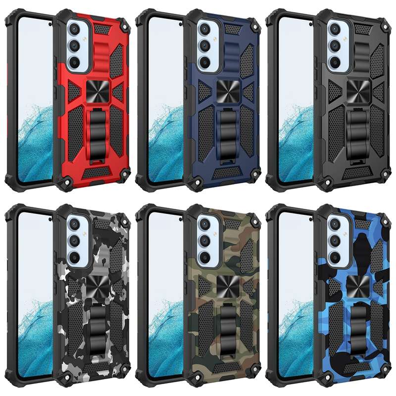 For Samsung Galaxy A54 5G Armor Shockproof TPU + PC Magnetic Protective Phone Case with Holder(Black