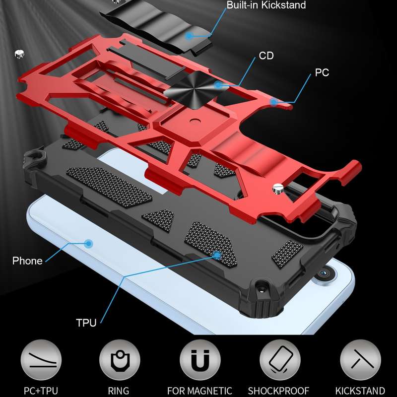 For Samsung Galaxy A54 5G Armor Shockproof TPU + PC Magnetic Protective Phone Case with Holder(Black