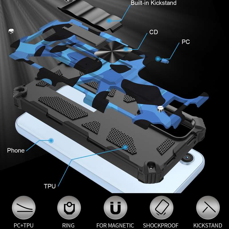 For Samsung Galaxy A54 5G Camouflage Armor Shockproof TPU + PC Magnetic Protective Phone Case with H
