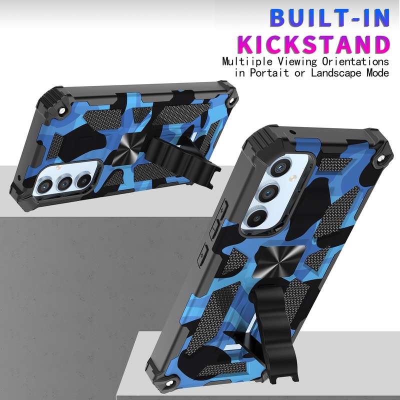 For Samsung Galaxy A54 5G Camouflage Armor Shockproof TPU + PC Magnetic Protective Phone Case with H