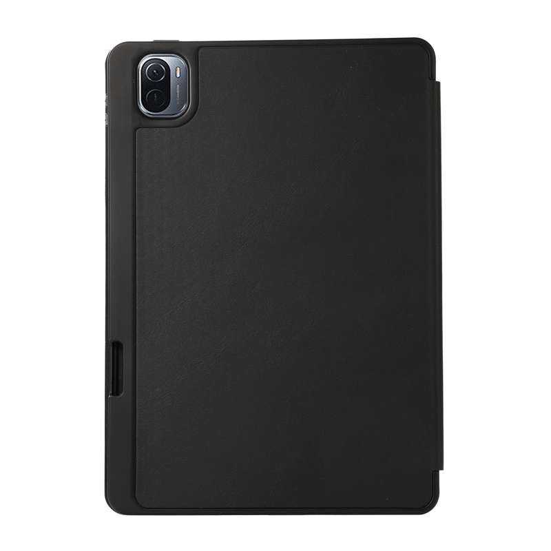For Xiaomi Pad 5 Solid Color 3-folding Leather Tablet Case(Dark Green)
