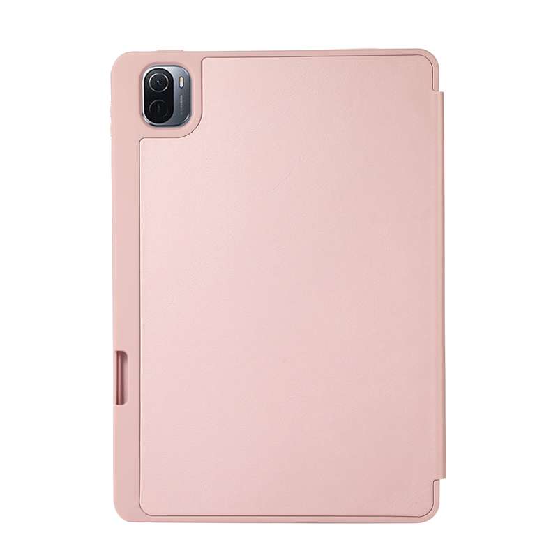 For Xiaomi Pad 5 Solid Color 3-folding Leather Tablet Case(Dark Green)