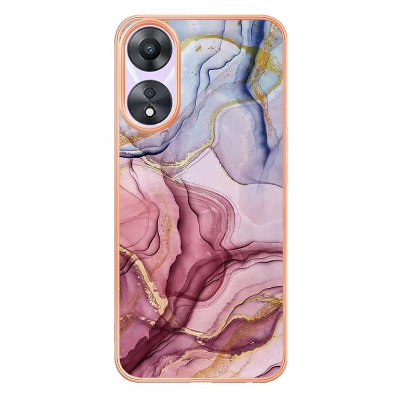 For OPPO A78/A58 Electroplating Marble Dual-side IMD Phone Case(Rose Red 014)