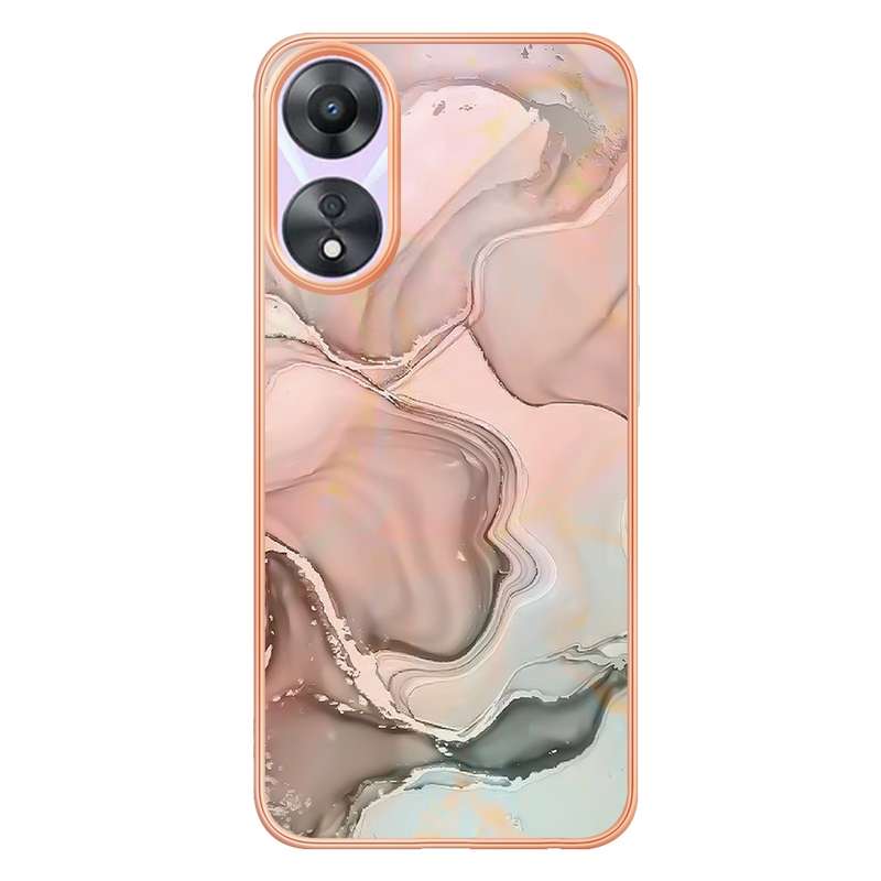 For OPPO A78/A58 Electroplating Marble Dual-side IMD Phone Case(Rose Red 014)