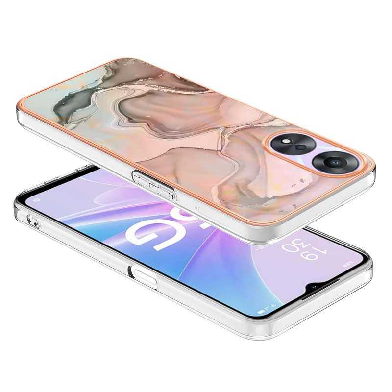 For OPPO A78/A58 Electroplating Marble Dual-side IMD Phone Case(Rose Red 014)