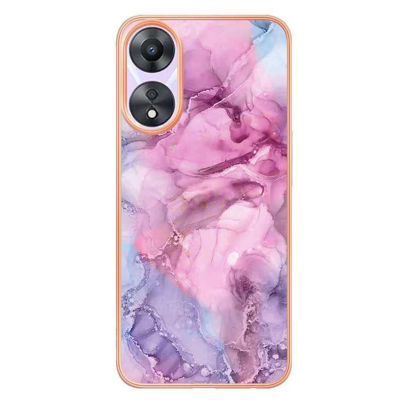 For OPPO A78/A58 Electroplating Marble Dual-side IMD Phone Case(Rose Red 014)