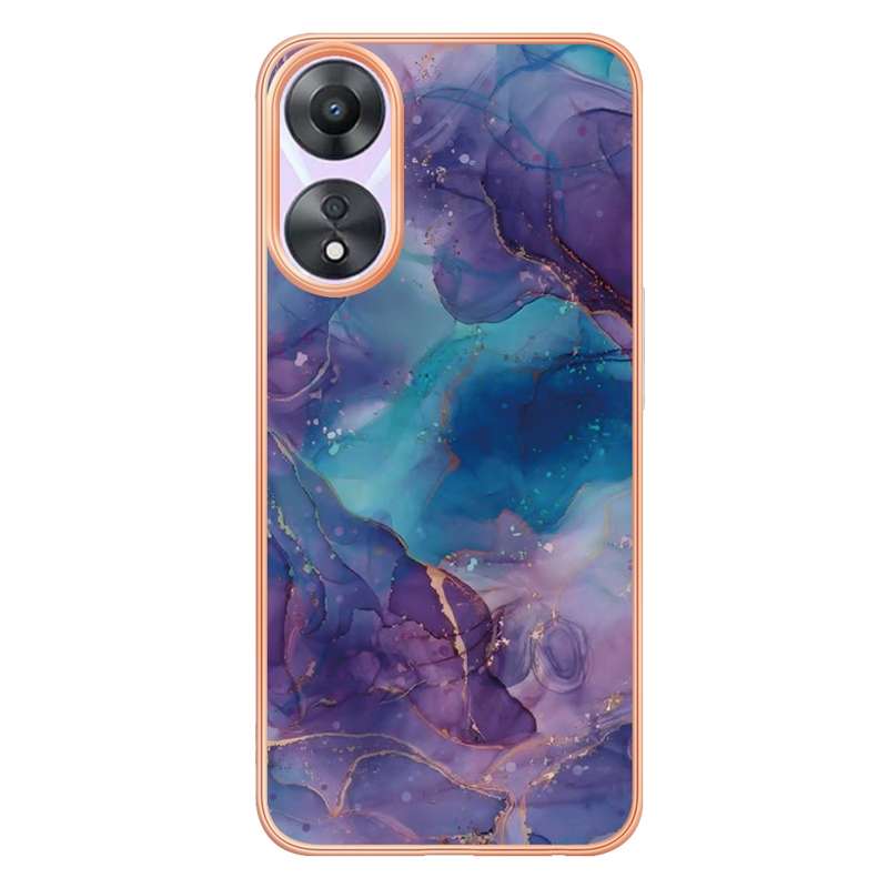 For OPPO A78/A58 Electroplating Marble Dual-side IMD Phone Case(Rose Red 014)