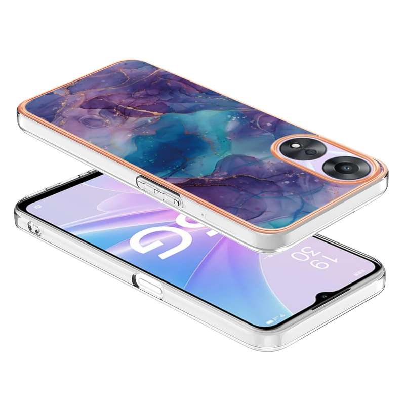 For OPPO A78/A58 Electroplating Marble Dual-side IMD Phone Case(Rose Red 014)