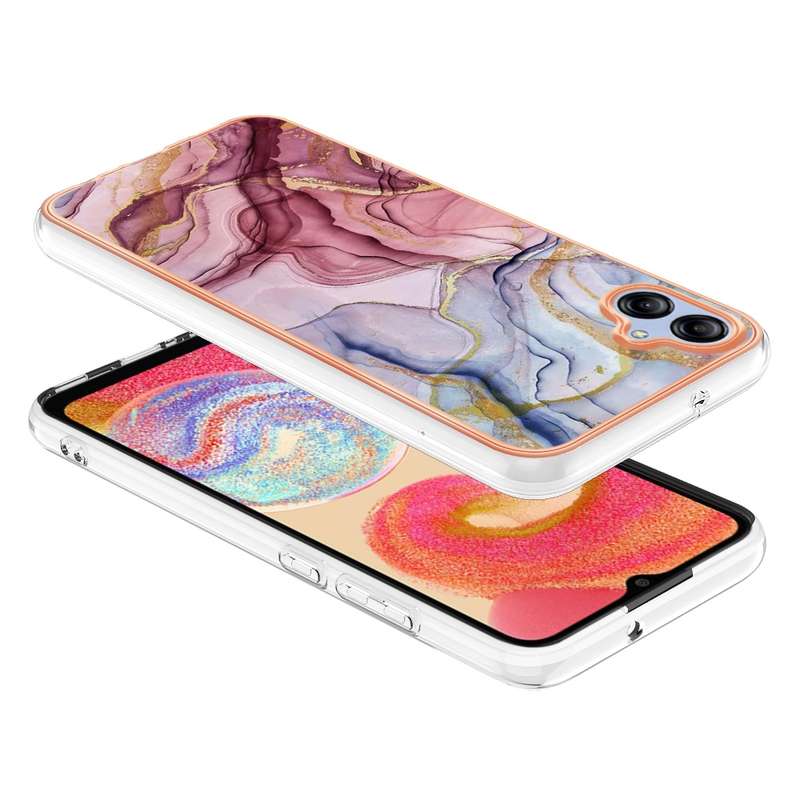 For Samsung Galaxy A04e Electroplating Marble Dual-side IMD Phone Case(Rose Red 014)