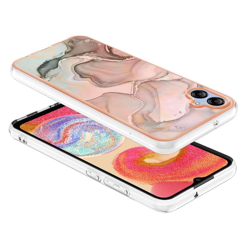 For Samsung Galaxy A04e Electroplating Marble Dual-side IMD Phone Case(Rose Red 014)