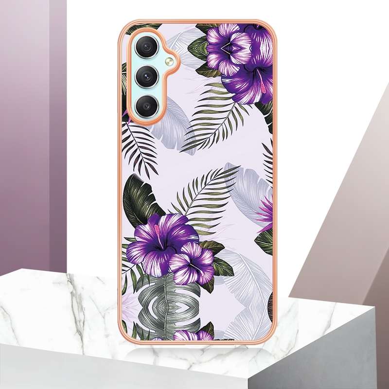 For Samsung Galaxy A24 Electroplating IMD TPU Phone Case(Purple Flower)