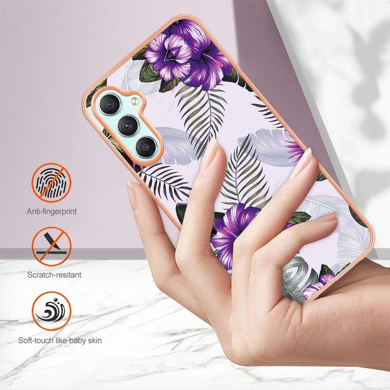 For Samsung Galaxy A24 Electroplating IMD TPU Phone Case(Purple Flower)