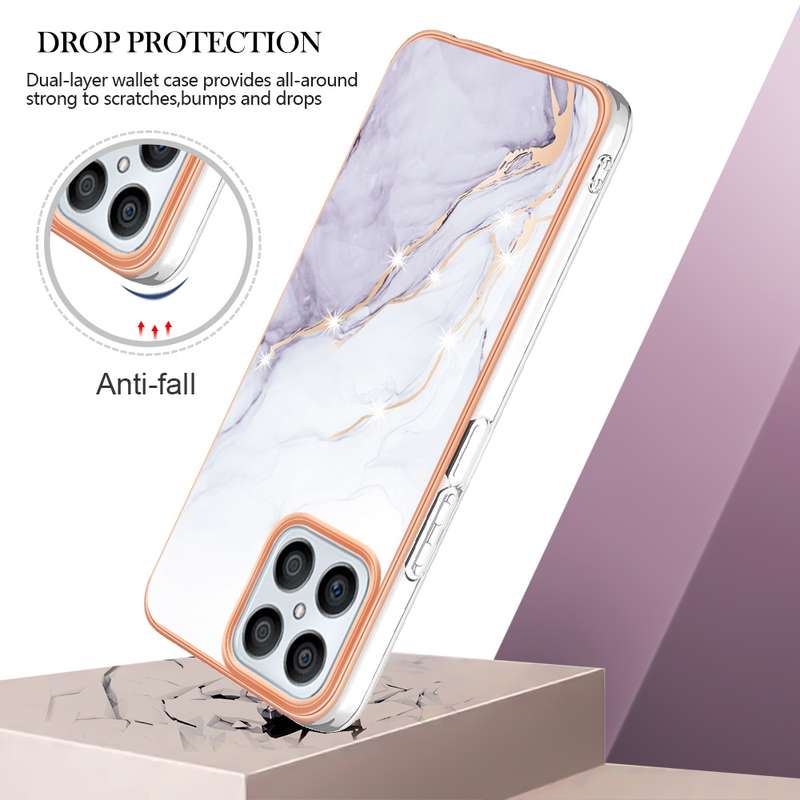 For Honor X8 4G Electroplating Marble Dual-side IMD Phone Case(Rose Gold 005)