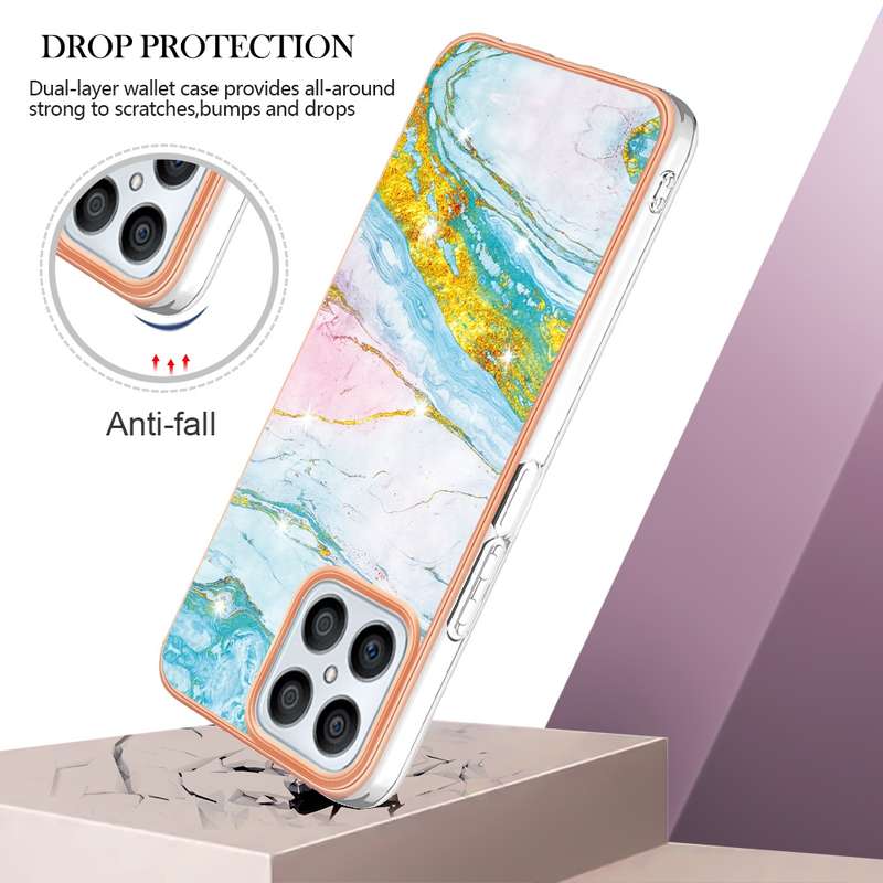 For Honor X8 4G Electroplating Marble Dual-side IMD Phone Case(Rose Gold 005)