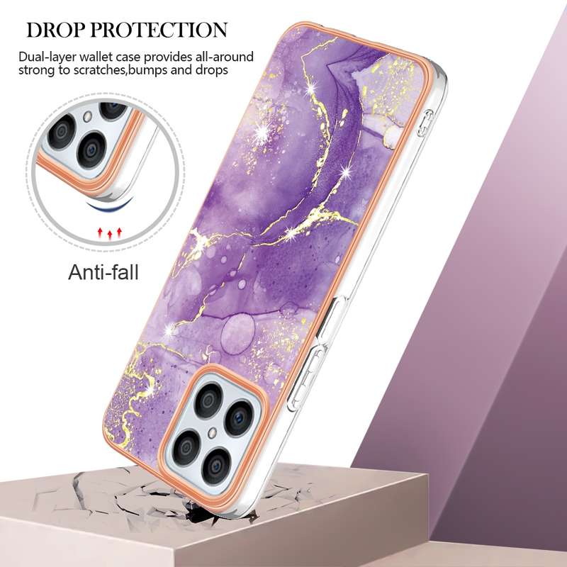 For Honor X8 4G Electroplating Marble Dual-side IMD Phone Case(Rose Gold 005)