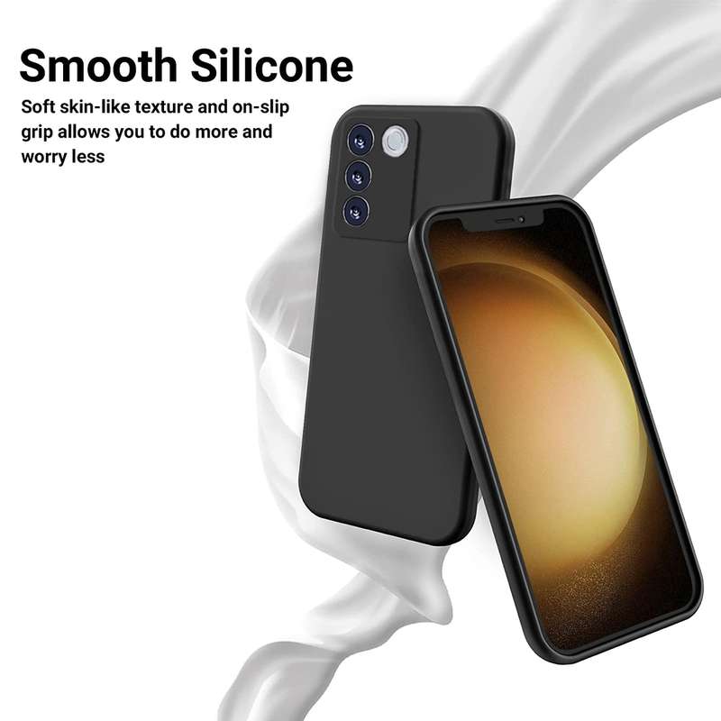 For vivo V27 / V27 Pro / S16 / S16 Pro Pure Color Liquid Silicone Shockproof Phone Case(Black)