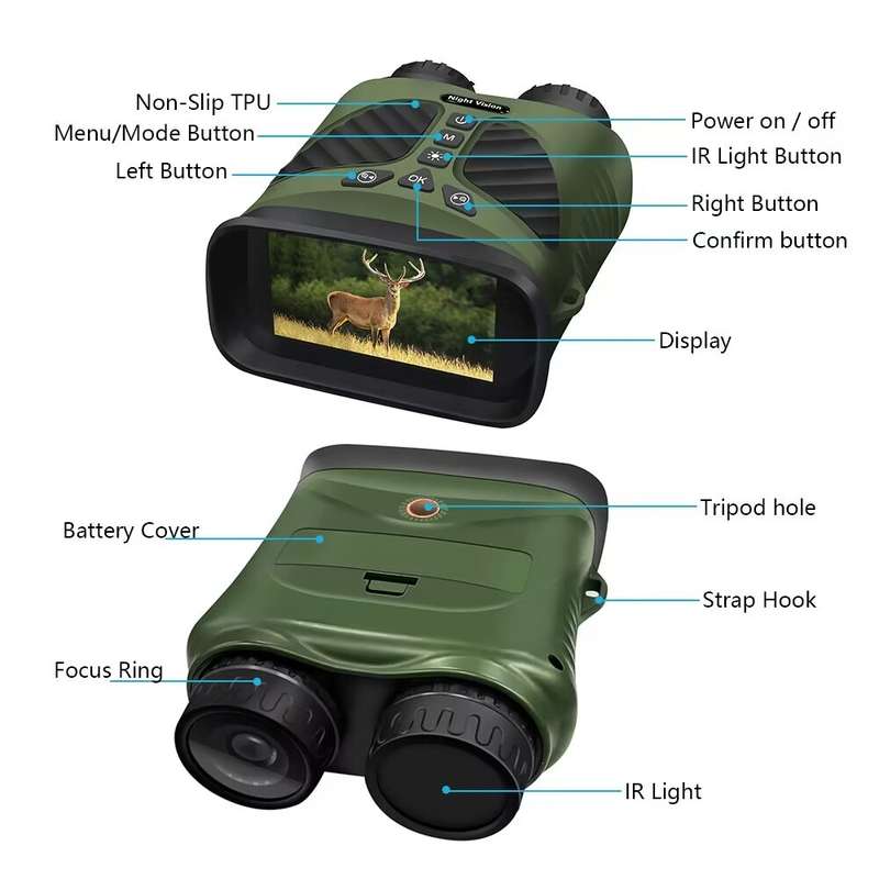 DT39 3 inch IPS Screen Binoculars Digital Binoculars Night Vision(Black)