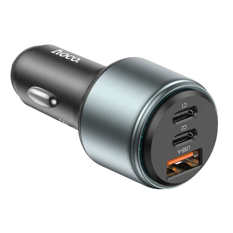 hoco NZ9 Galloper 95W Dual USB-C / Type-C + USB 3-port Car Charger(Black)