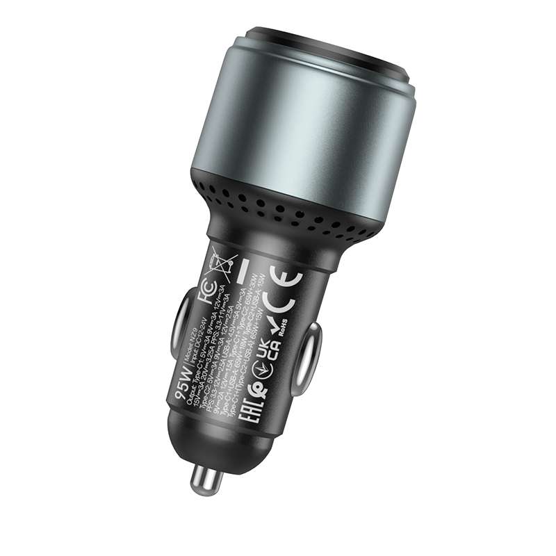 hoco NZ9 Galloper 95W Dual USB-C / Type-C + USB 3-port Car Charger(Black)