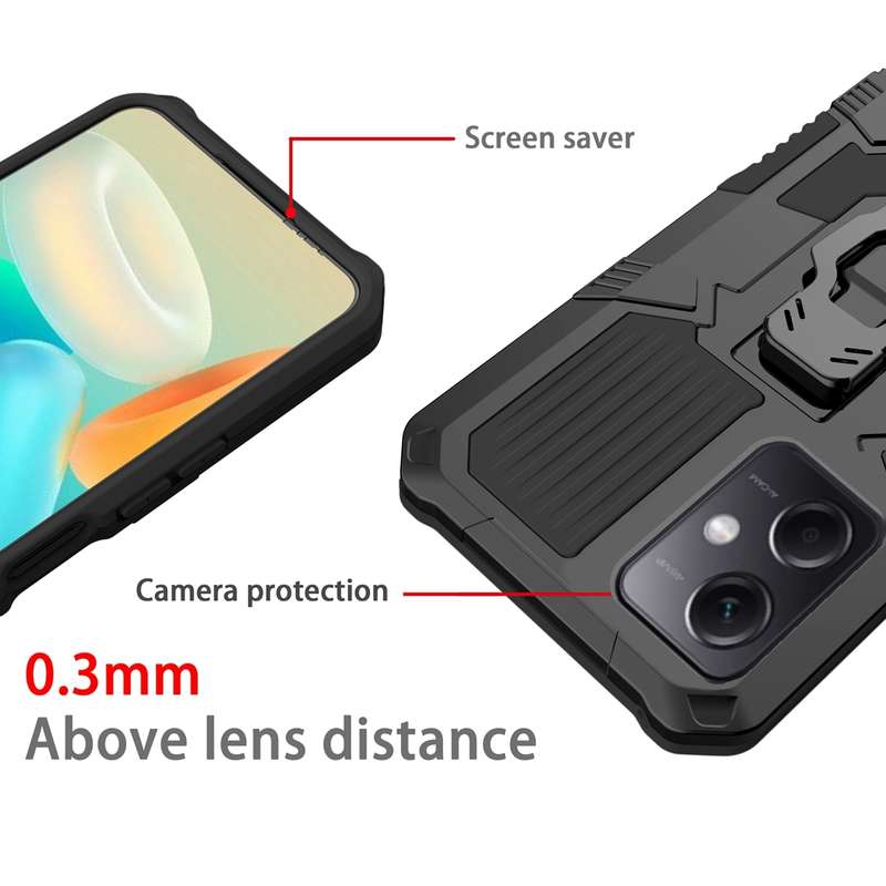 For Xiaomi Redmi Note 12 4G Global Armor Warrior Shockproof PC + TPU Phone Case(Black)