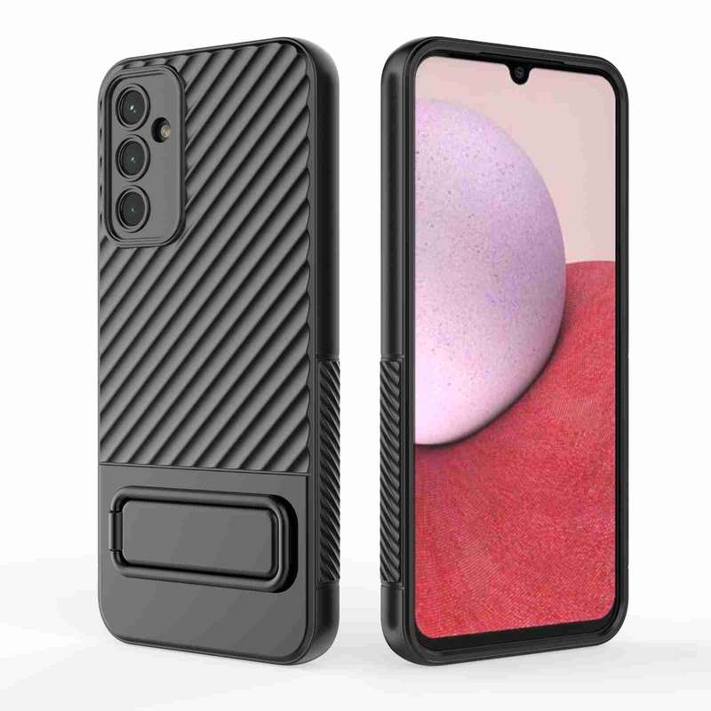 For Samsung Galaxy A14 5G Wavy Texture TPU Phone Case with Lens Film(Purple)