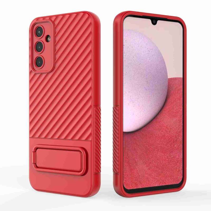 For Samsung Galaxy A14 5G Wavy Texture TPU Phone Case with Lens Film(Purple)