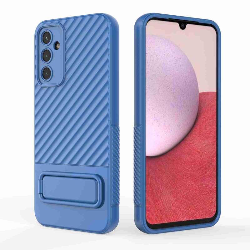 For Samsung Galaxy A14 5G Wavy Texture TPU Phone Case with Lens Film(Purple)