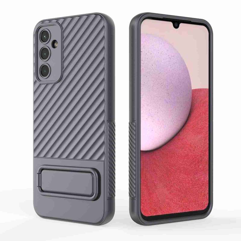 For Samsung Galaxy A14 5G Wavy Texture TPU Phone Case with Lens Film(Purple)