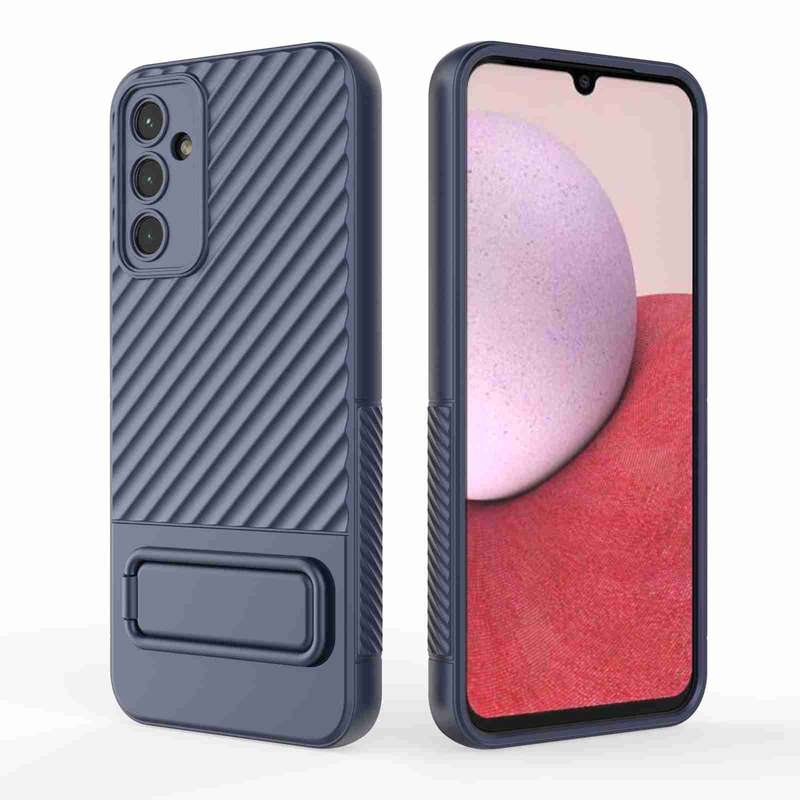 For Samsung Galaxy A14 5G Wavy Texture TPU Phone Case with Lens Film(Purple)