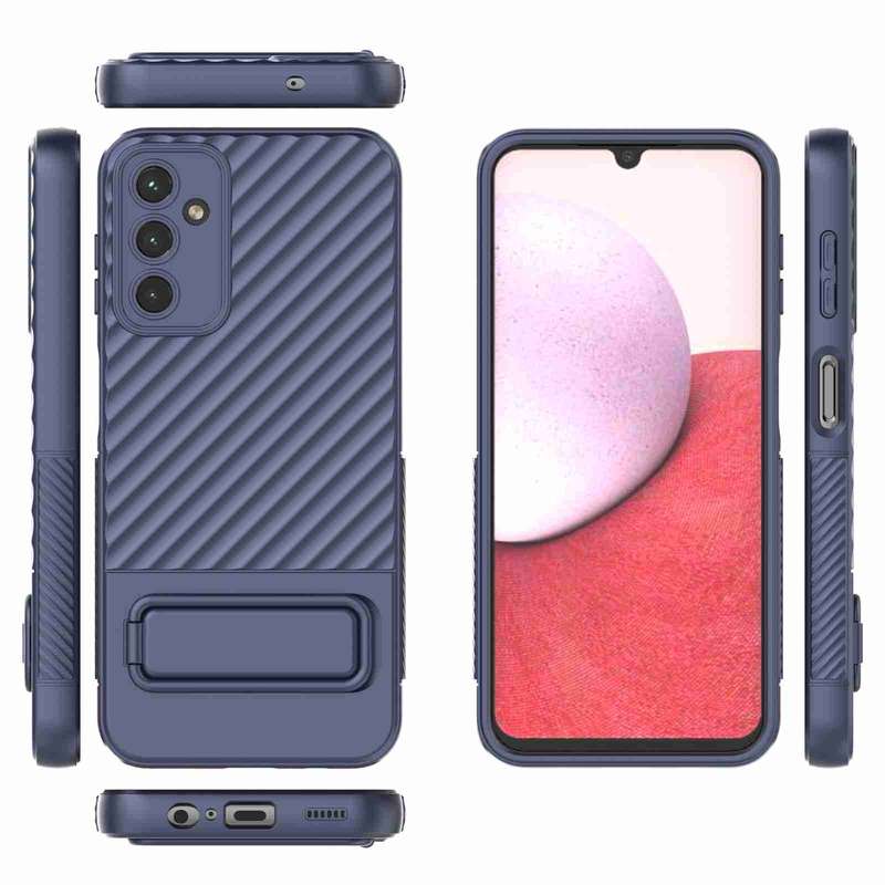 For Samsung Galaxy A14 5G Wavy Texture TPU Phone Case with Lens Film(Purple)