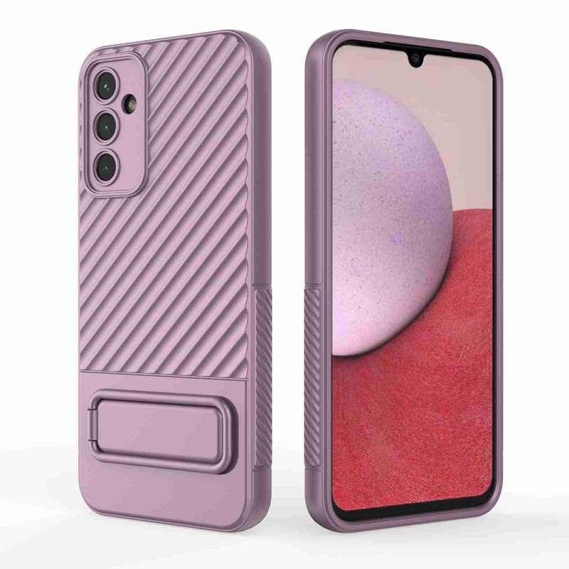 For Samsung Galaxy A14 5G Wavy Texture TPU Phone Case with Lens Film(Purple)