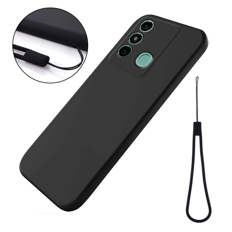 For Itel P38 Pro / Vision 3 Plus Pure Color Liquid Silicone Shockproof Phone Case(Black)