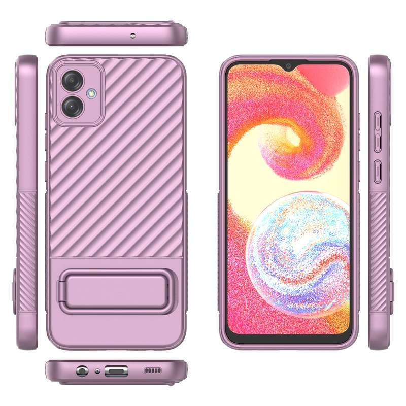 For Samsung Galaxy A04e 4G Wavy Texture TPU Phone Case with Lens Film(Purple)