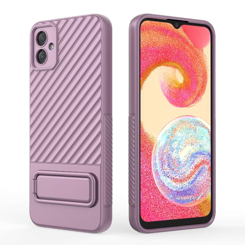 For Samsung Galaxy A04e 4G Wavy Texture TPU Phone Case with Lens Film(Purple)