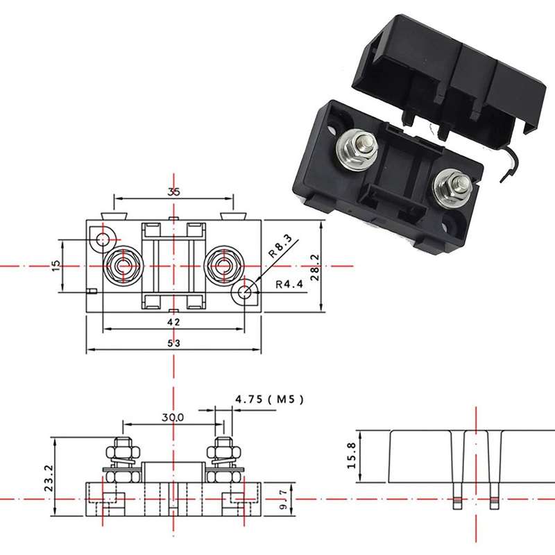 4 in 1 ANS-H Car Fuse Holder Fuse Box, Current:120A
