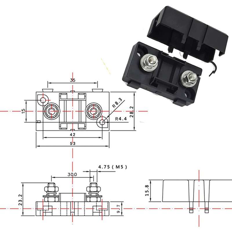 6 in 1 ANS Car Fuse Holder Fuse Box, Current:60A & 80A & 100A