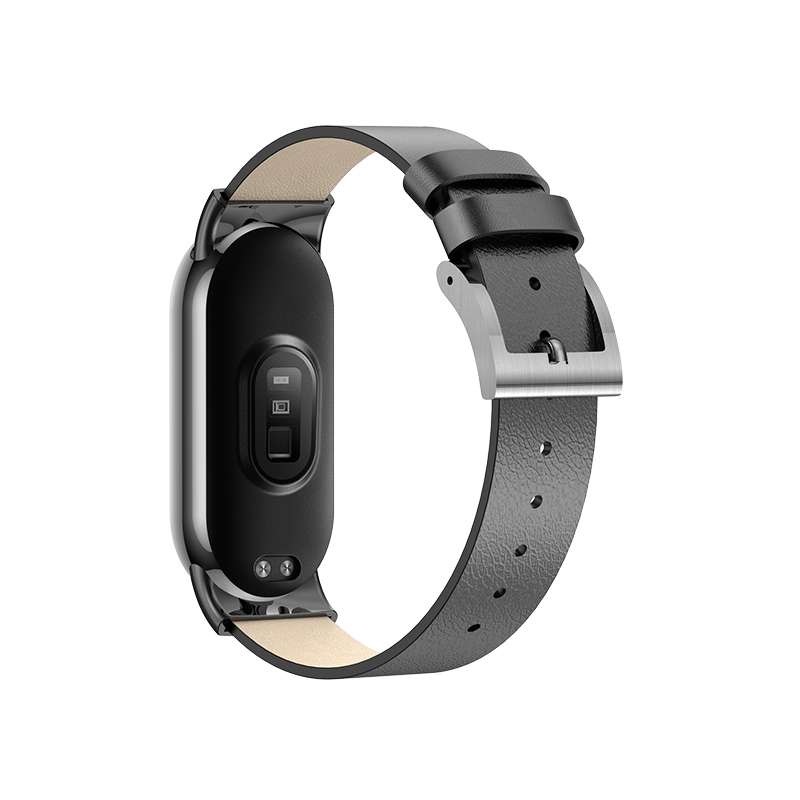 For Xiaomi Mi Band 8 12mm Leather Replacement Watch Band(White)