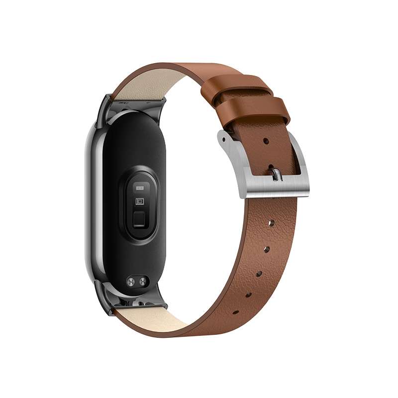 For Xiaomi Mi Band 8 12mm Leather Replacement Watch Band(White)